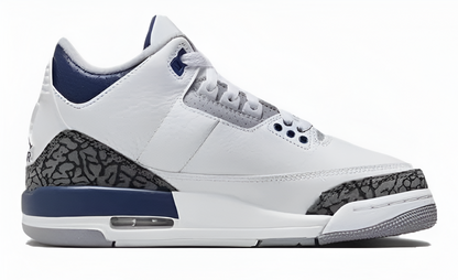 Jordan Big Kid 3 Retro Blanco/Azul marino medianoche